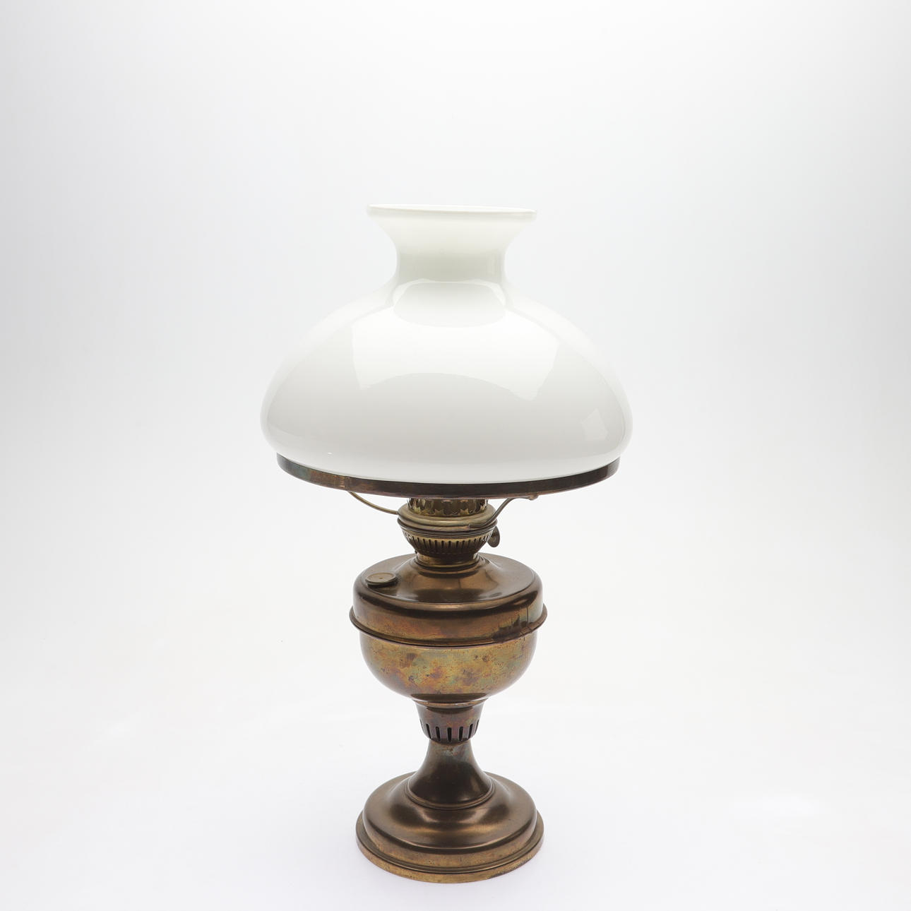 A 20th century metal/glass dining table lamp.