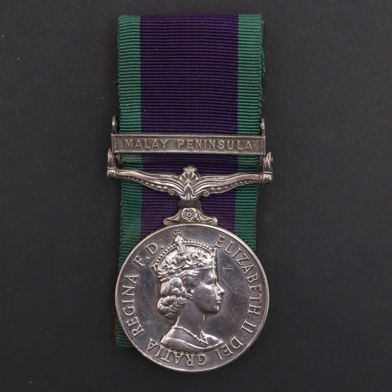 A GENERAL SERVICE MEDAL WITH MALAY PENINSULA CLASP TO THE R.A.F. Coins ...