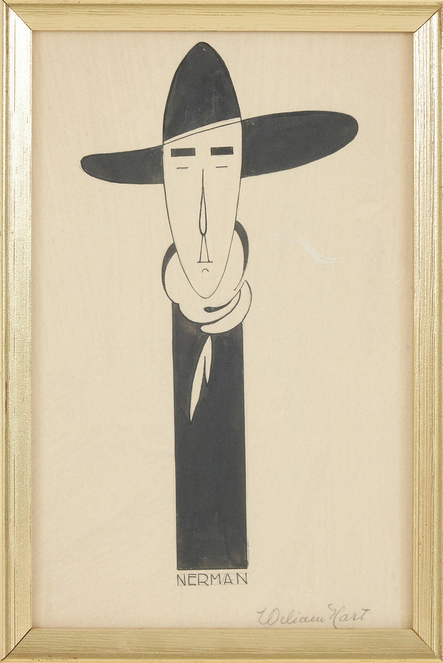 EINAR NERMAN. “Wiliam Hart”, ink drawing, signed Nerman.