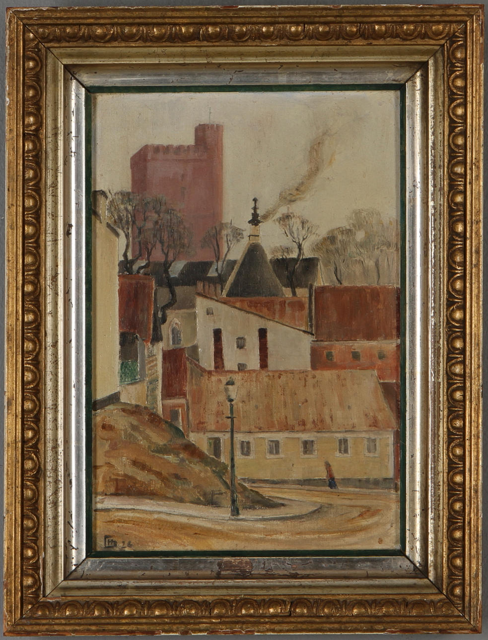 HUGO GEHLIN. Motiv från gamla Helsingborg, olja på pannå, monogramsignerad och daterad 26.