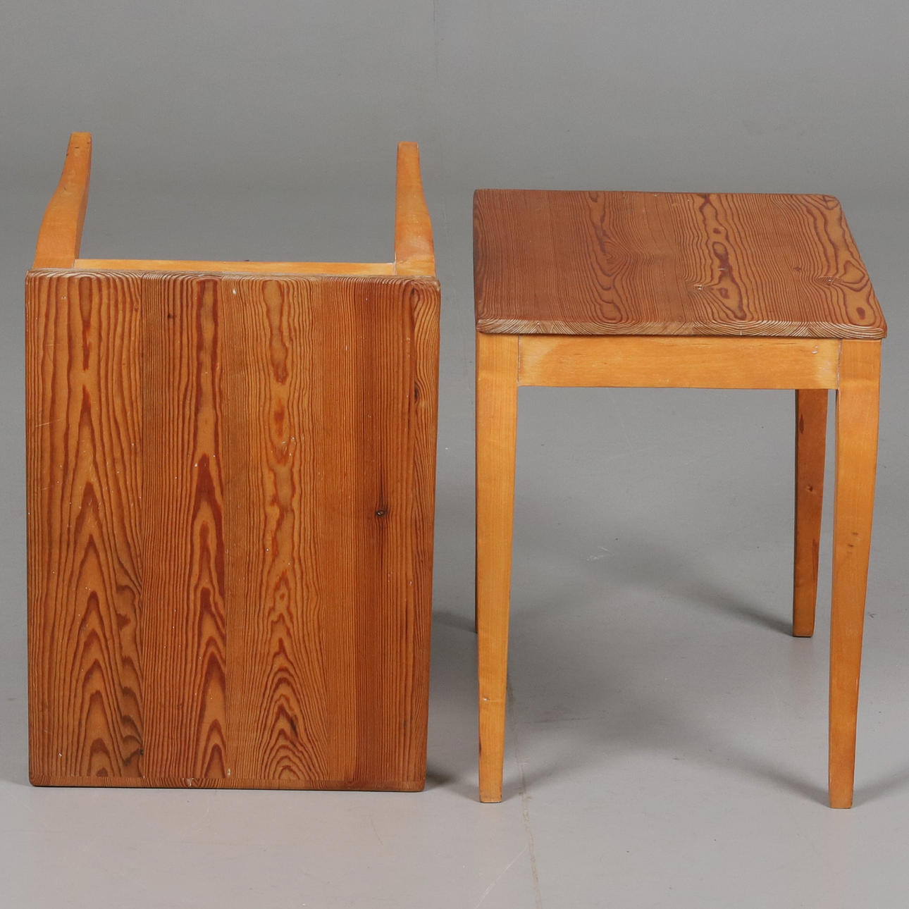 SIDEBOARD/BEDSIDE TABLE, pine, 1 pair, NK, marked.