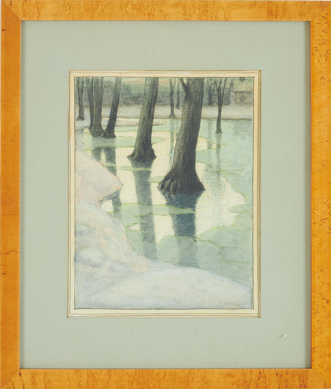 FERDINAND BOBERG. Water reflection, watercolour, signed Boberg.