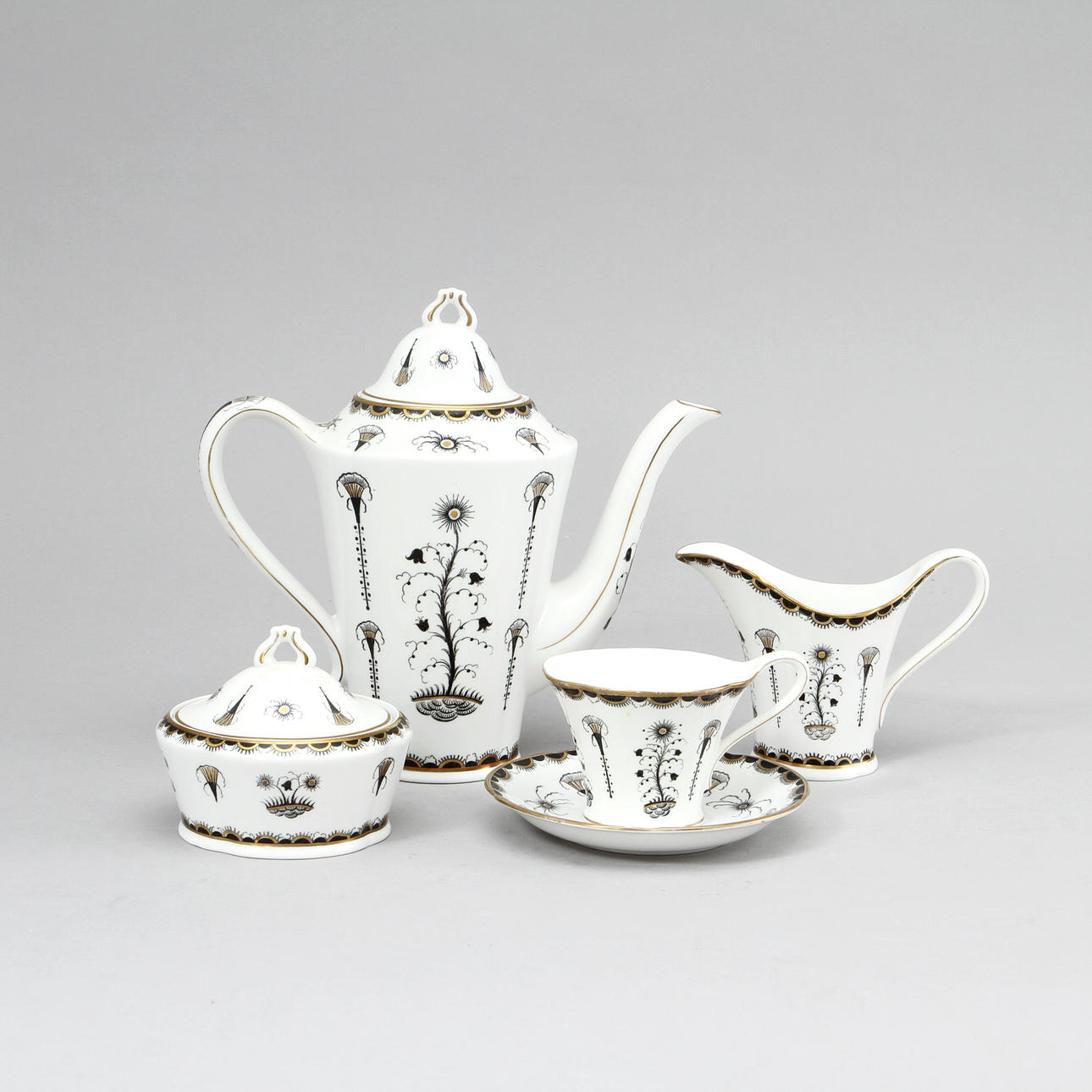 KAFFESERVIS, porslin, 19 delar, Rörstrand 1920-30-tal.