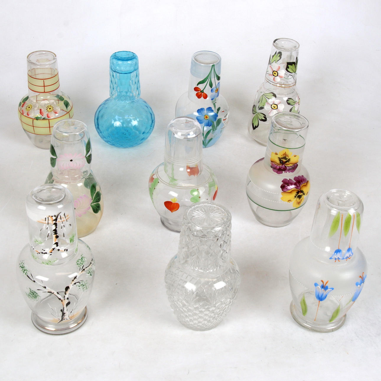 NATTKARAFFER, 10 st, glas, 18/1900-tal.