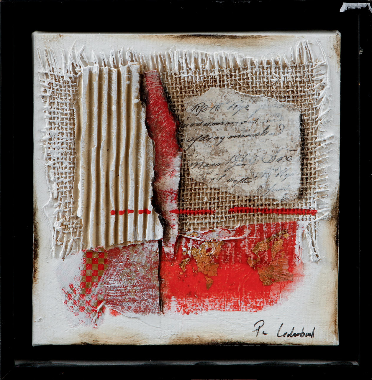 PER CEDERBANK. Collage on canvas, signed.
