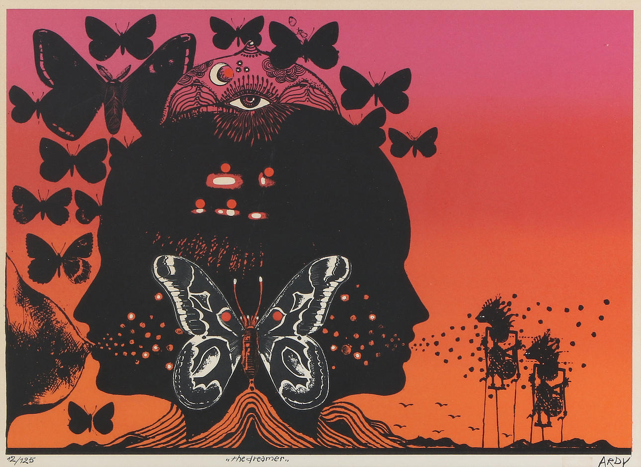 ARDY STRÜWER. Lithography, 12/125. “The Dreamer”. Signed.