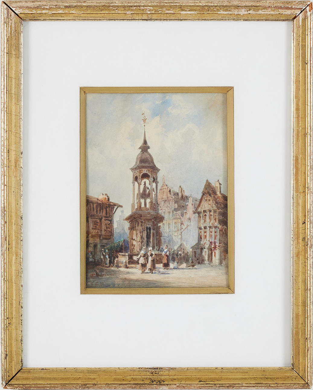 CLAES GRUNDSTRÖM. Square, probably Germany, watercolour, monogram signed.