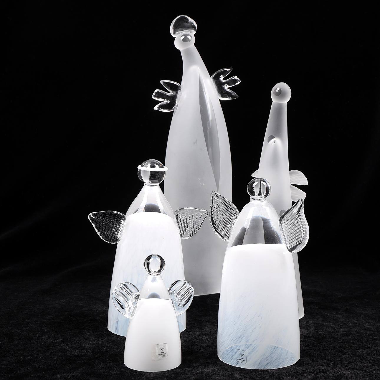 ENGLE, 5 stk., glas, Skruf, Johansfors, Bergdala.