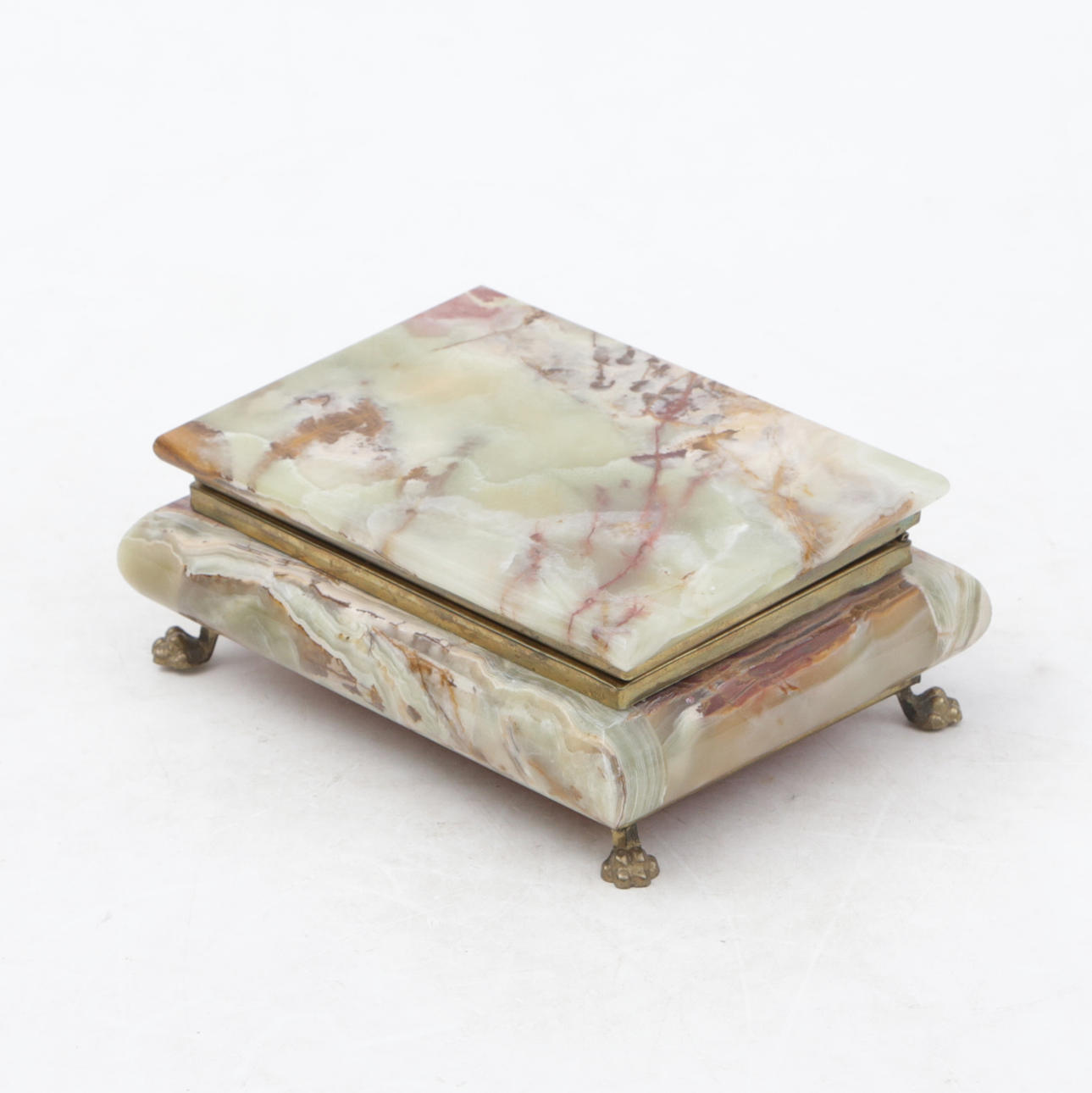 A JEWELLERY BOX, onyx.