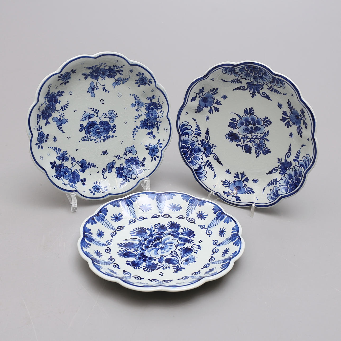 ROYAL DELFT, 3 sideboards, 1960s.