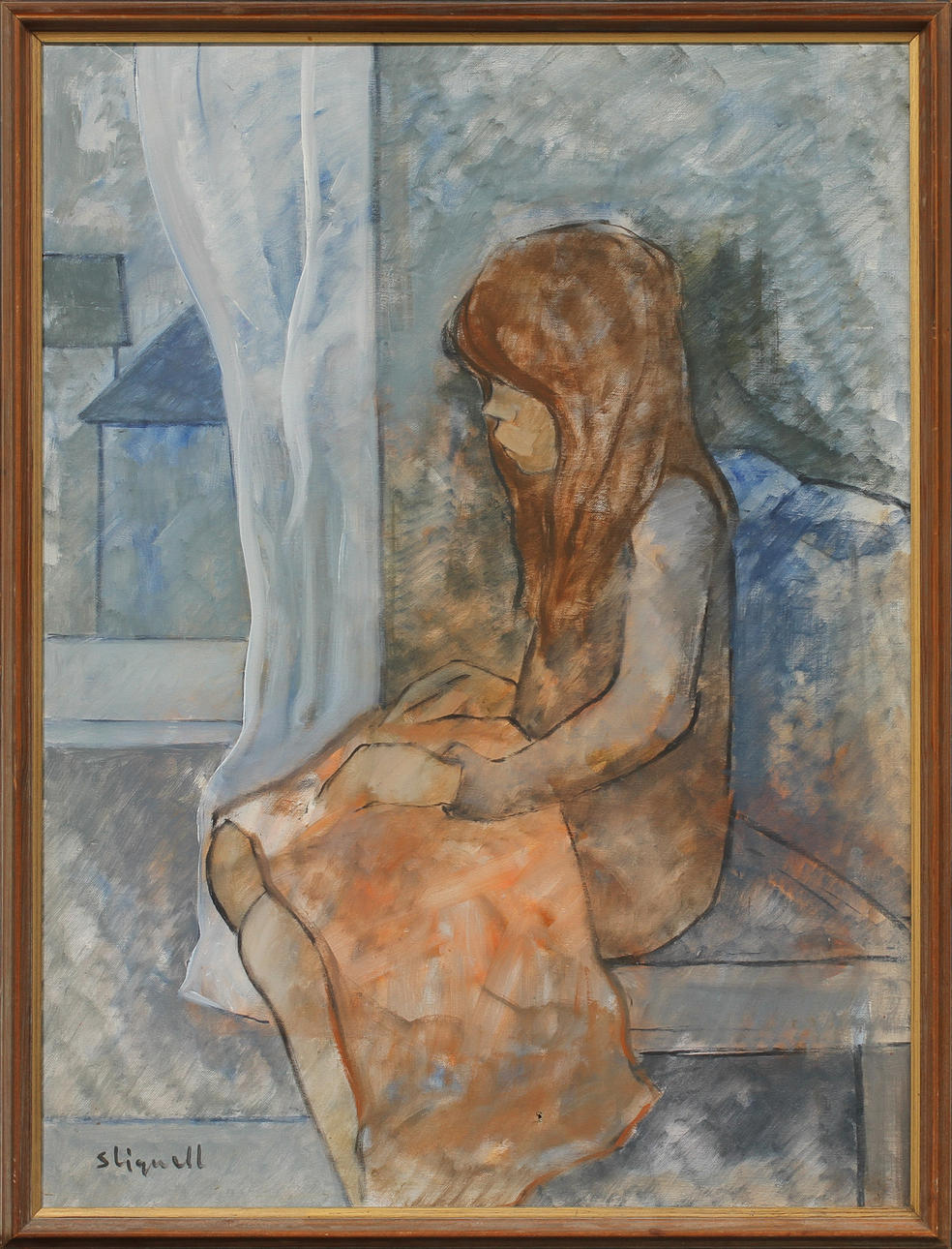 SVEN LIGNELL. Flickporträtt, olja på duk, sign.