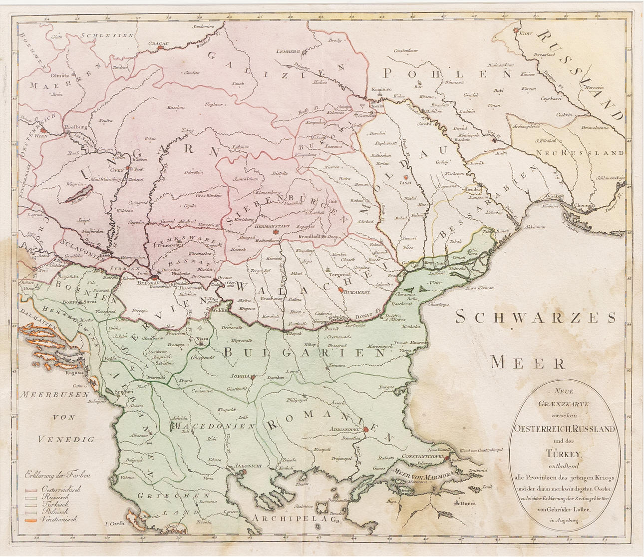 MAP, Europa mod Sortehavet, brødrene Lotter, 1780.