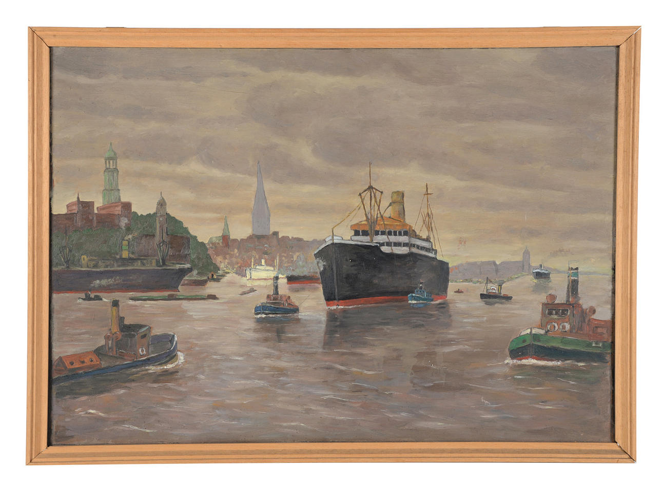 HAMBURGER HAFEN. Ölgemälde, unsigniert.