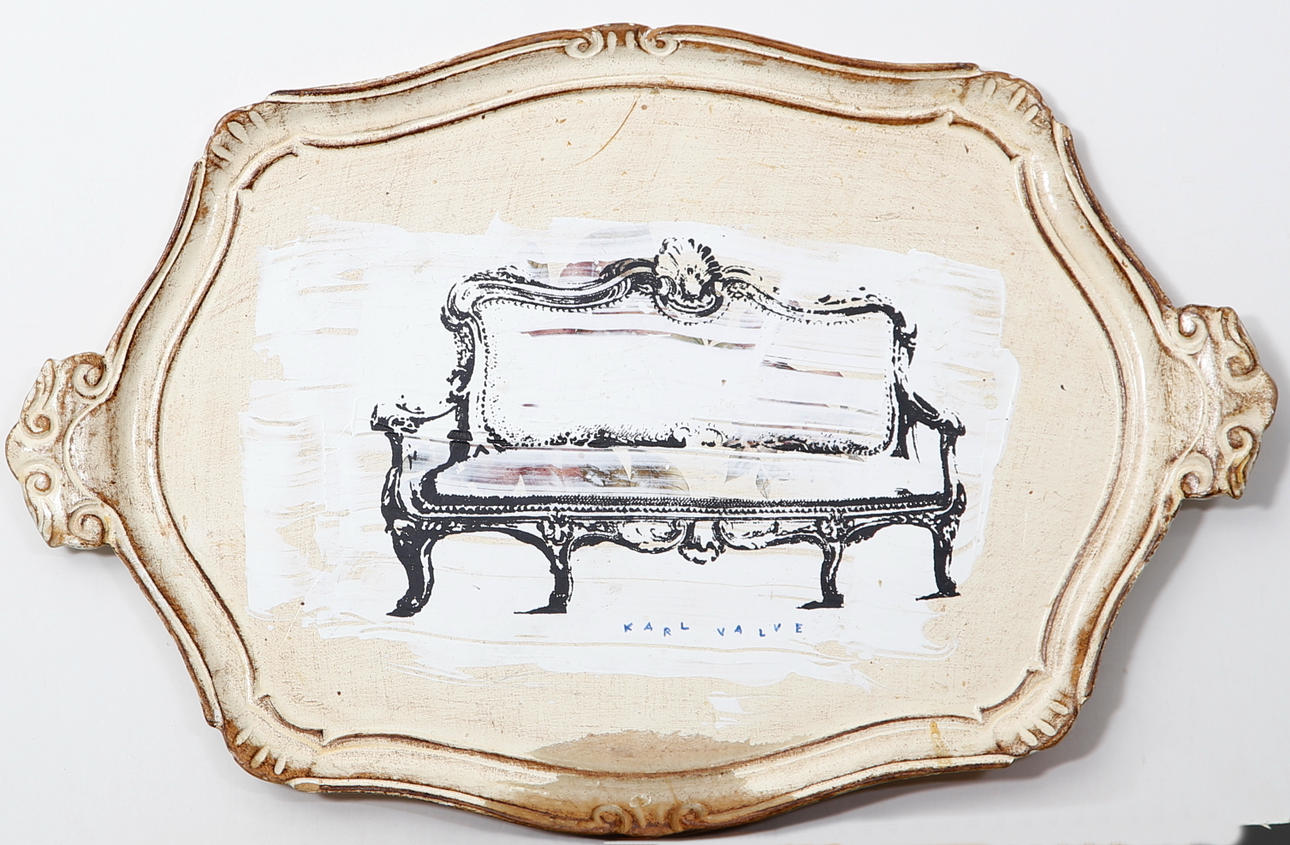 KARL VALVE. Komposition med soffa, blandteknik, signerad samt signerad och daterad 2010.