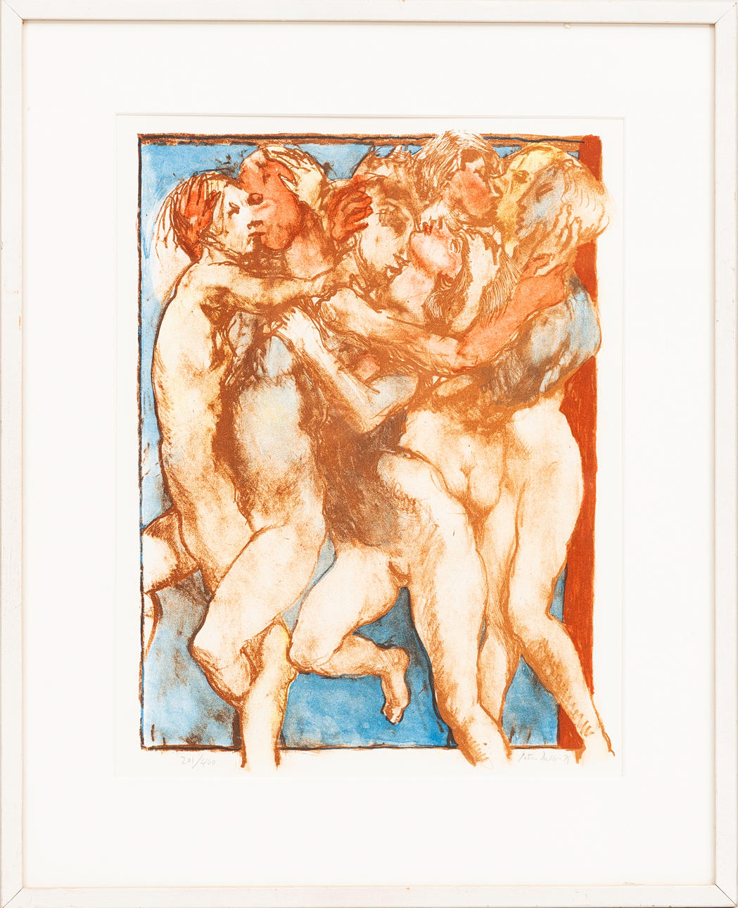 PETER DAHL. Figure scene, color lithograph. signed numbered 201/460.