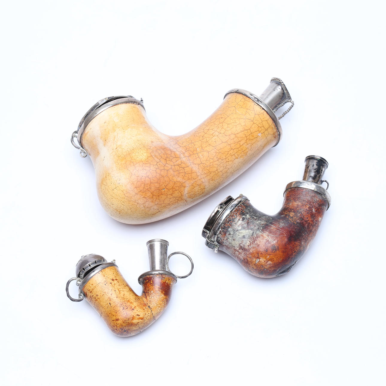 PUTKIPÄÄT, 3 st, hopeaa, 1800-tal.