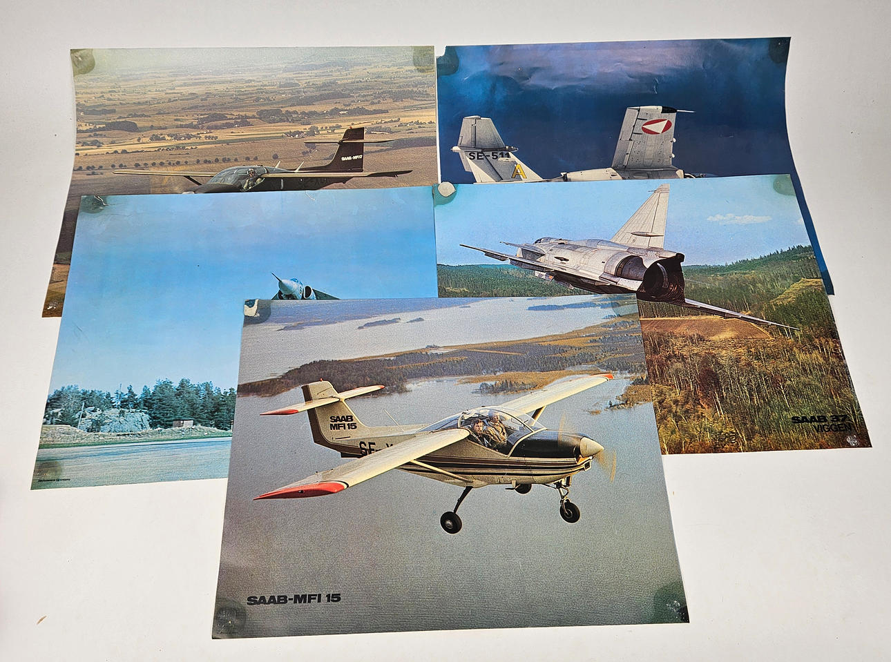 FLYGPLANSAFFISCHER, 5 st, Saab, Zäta tryckerierna, Linköping.