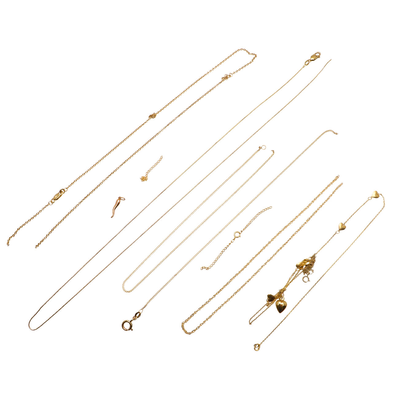 OLIKA DELAR 9CT GULDKEDJOR.