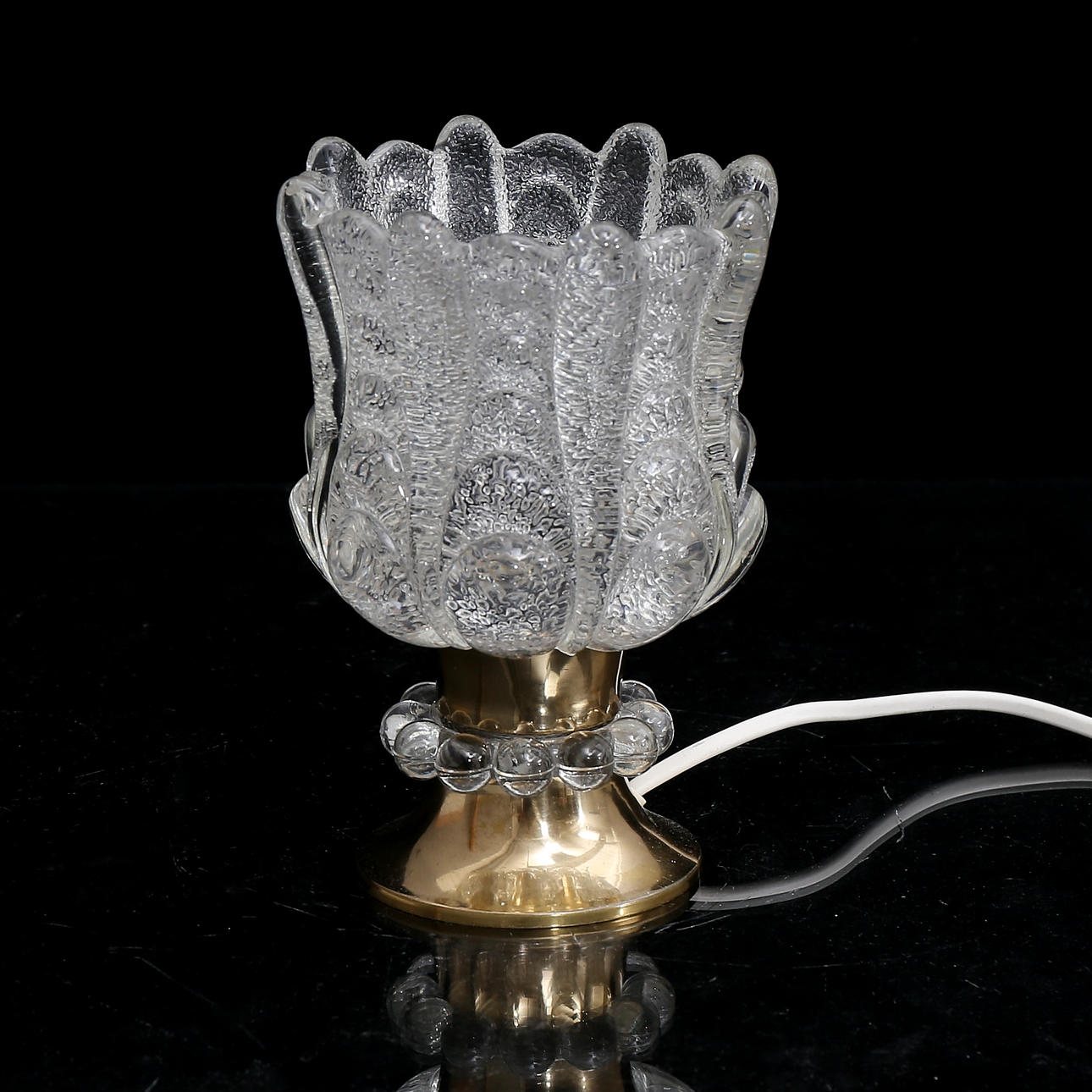 TISCHLAMPE, Glas/Messing, Tyringe Konsthantverk.