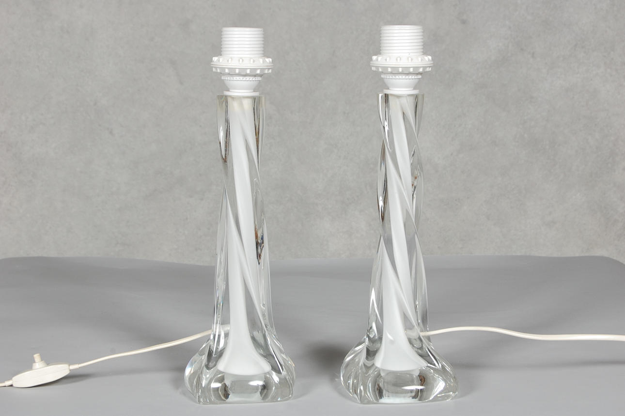 FLYGFORS, bordslampor 1 par, " Sommerso Twisted " 1950-tal.