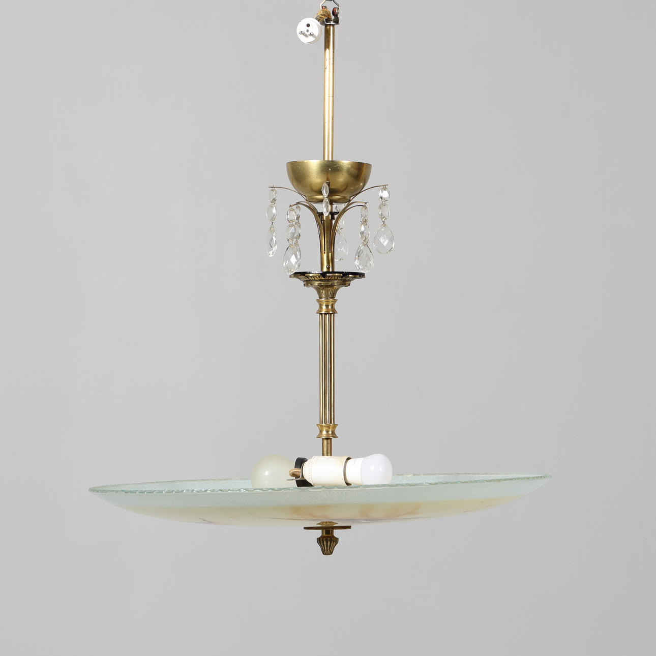 DECKENLEUCHTE, Plafond, Glas und Metall.