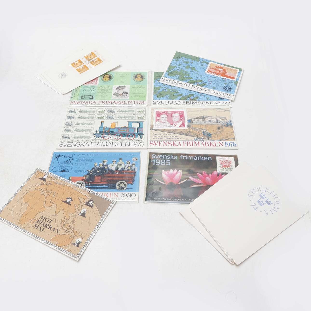 STAMP YEAR SETS, 7 pcs, Sweden, and more.