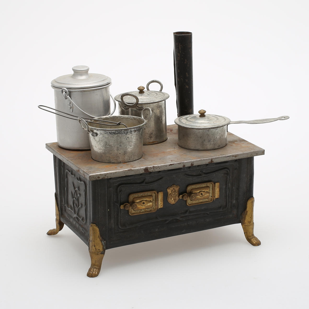 DOCKSPIS med GRYTOR, plåt, 1900-talets början.