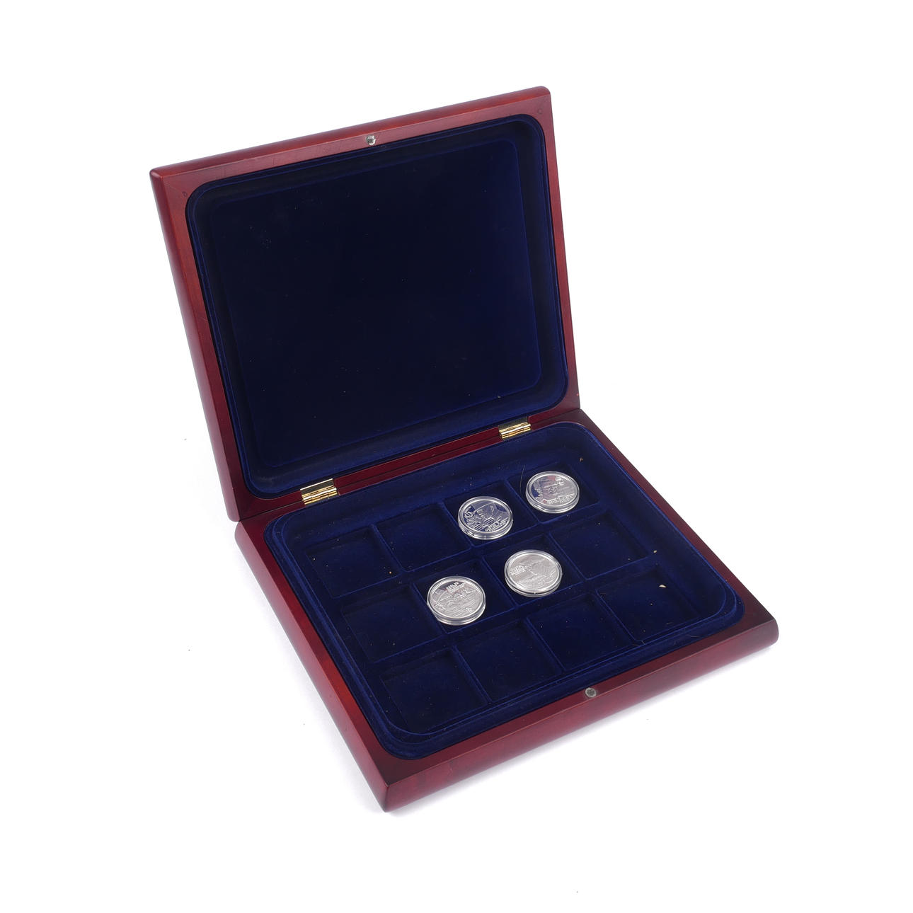 KOLIKOT, 4 kpl, ”Ruotsin kuningaskunta”, hopeaa, schatullia.