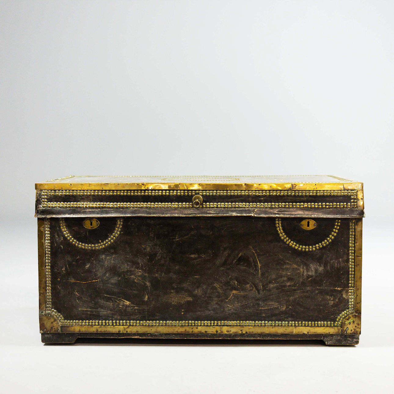 REGENCY LEATHER AND BRASS TRUNK.