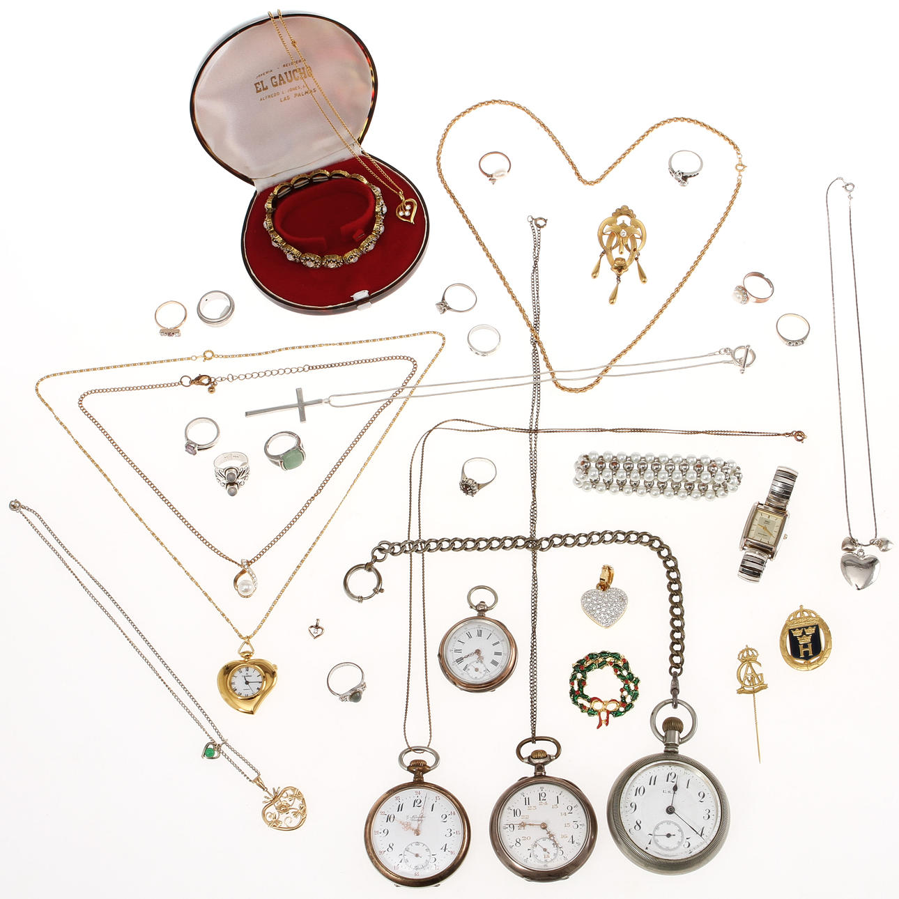 SMYCKEN och FICKUR, diverse bijouterier.