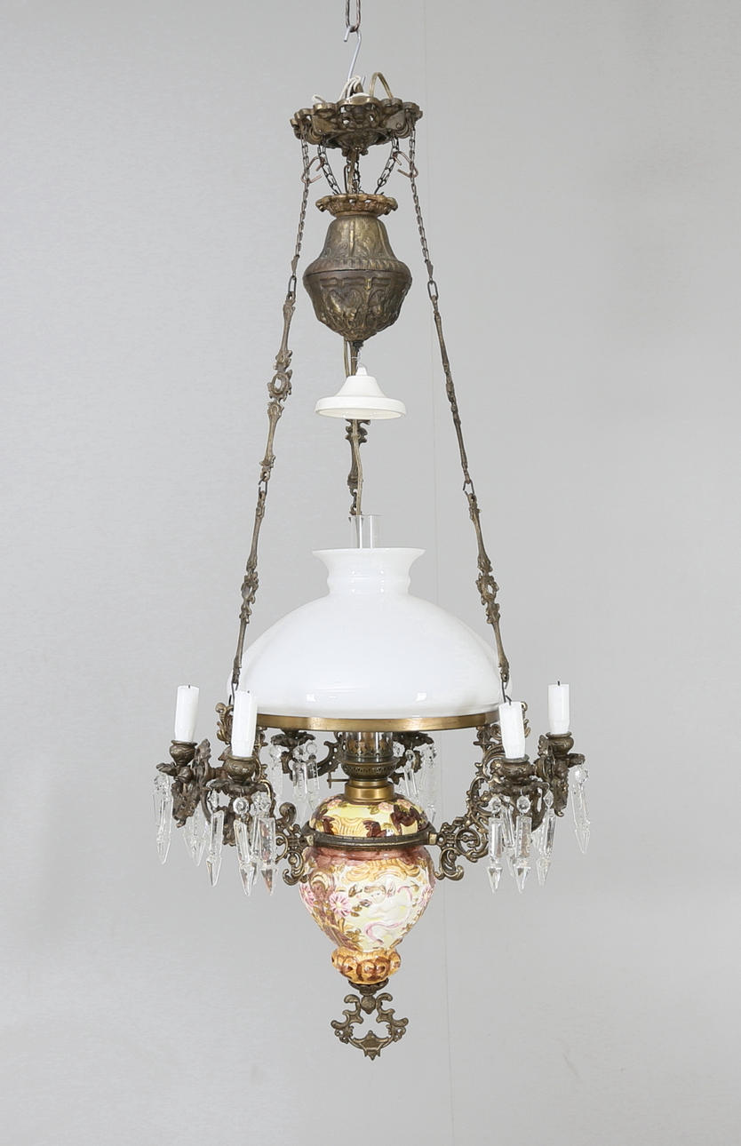 TAKFOTOGENLAMPA, majolika, 18/1900-tal.