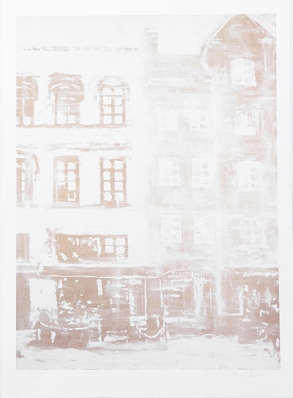 KARL VALVE. Husfasad, färglitografi, signerad samt numrerad 77/99.