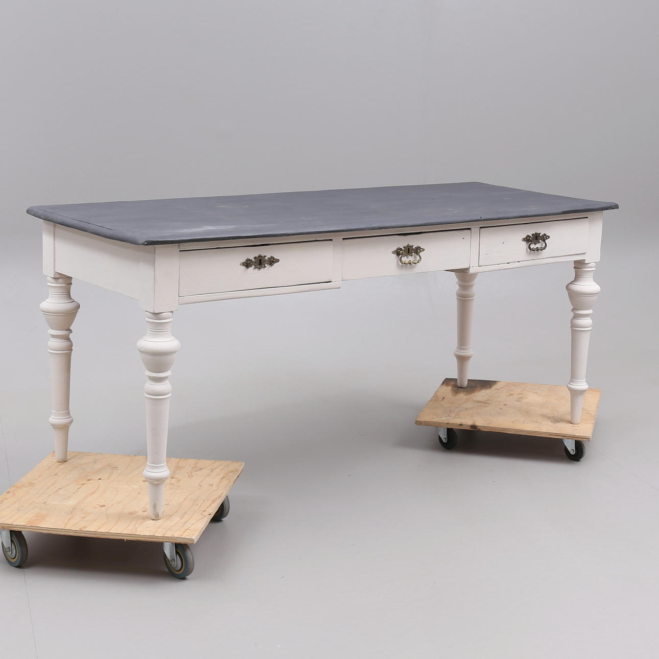 A 20th century painted Neo-Renaissance writing desk. Note width!