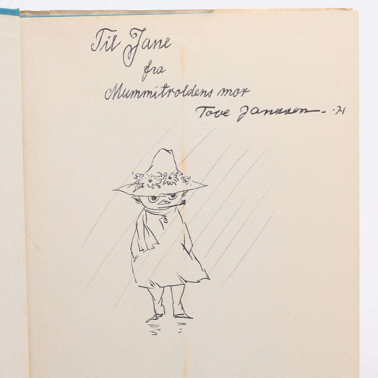 TOVE JANSSONS LATE IN NOVEMBER IN A FINNISH EDITION IN 1970 WITH A DEDICATION AND A SELF-DRAWN DRAWING BY TOVE JANSSON.