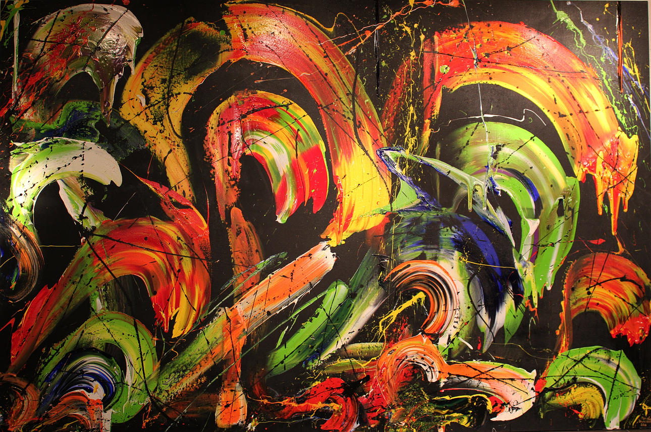 PER OLA ANDERSSON. Komposition. Akryl på duk. Signerad.