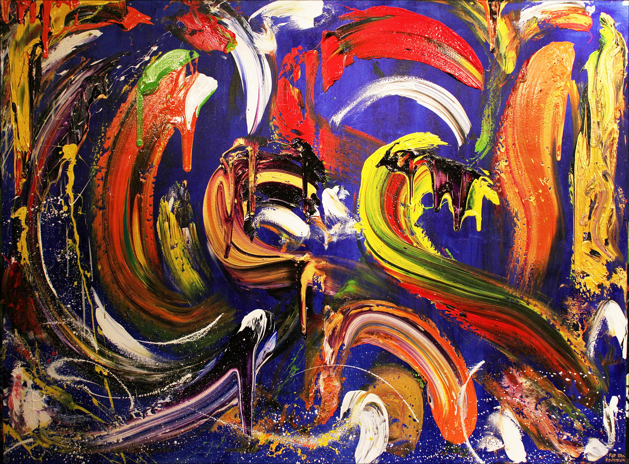 PER OLA ANDERSSON. Komposition. Akryl på duk. Signerad.