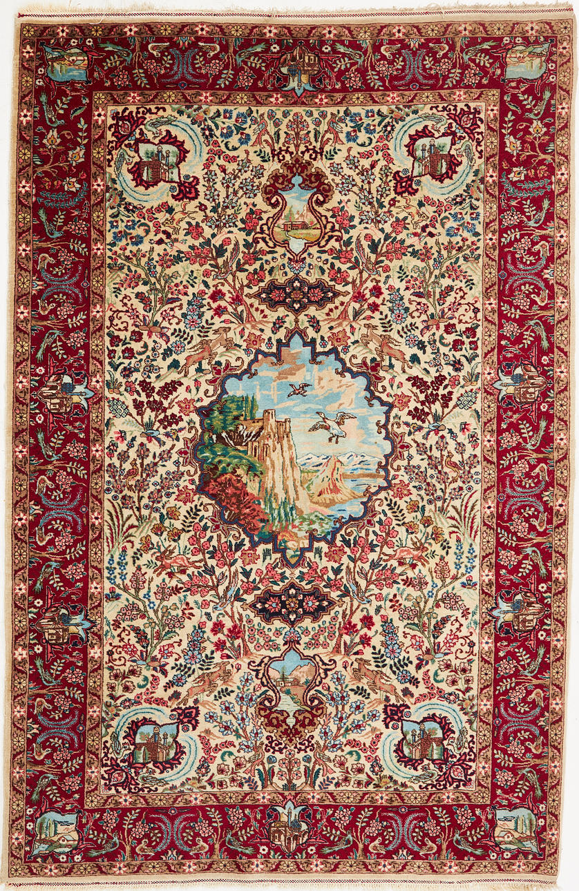 ORIENT CARPET, Semiantique, figural, Wool on cotton warp.