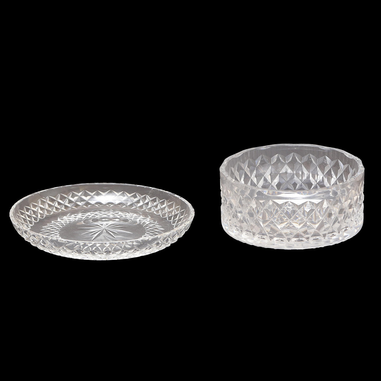 BOWL AND SAUCER, CHECKERED DECOR.