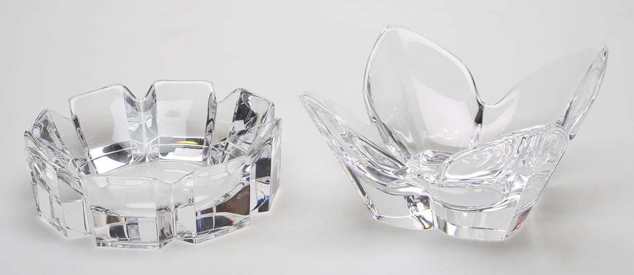 ORREFORS. skål och askkopp, 2. 1900-talets hälft.