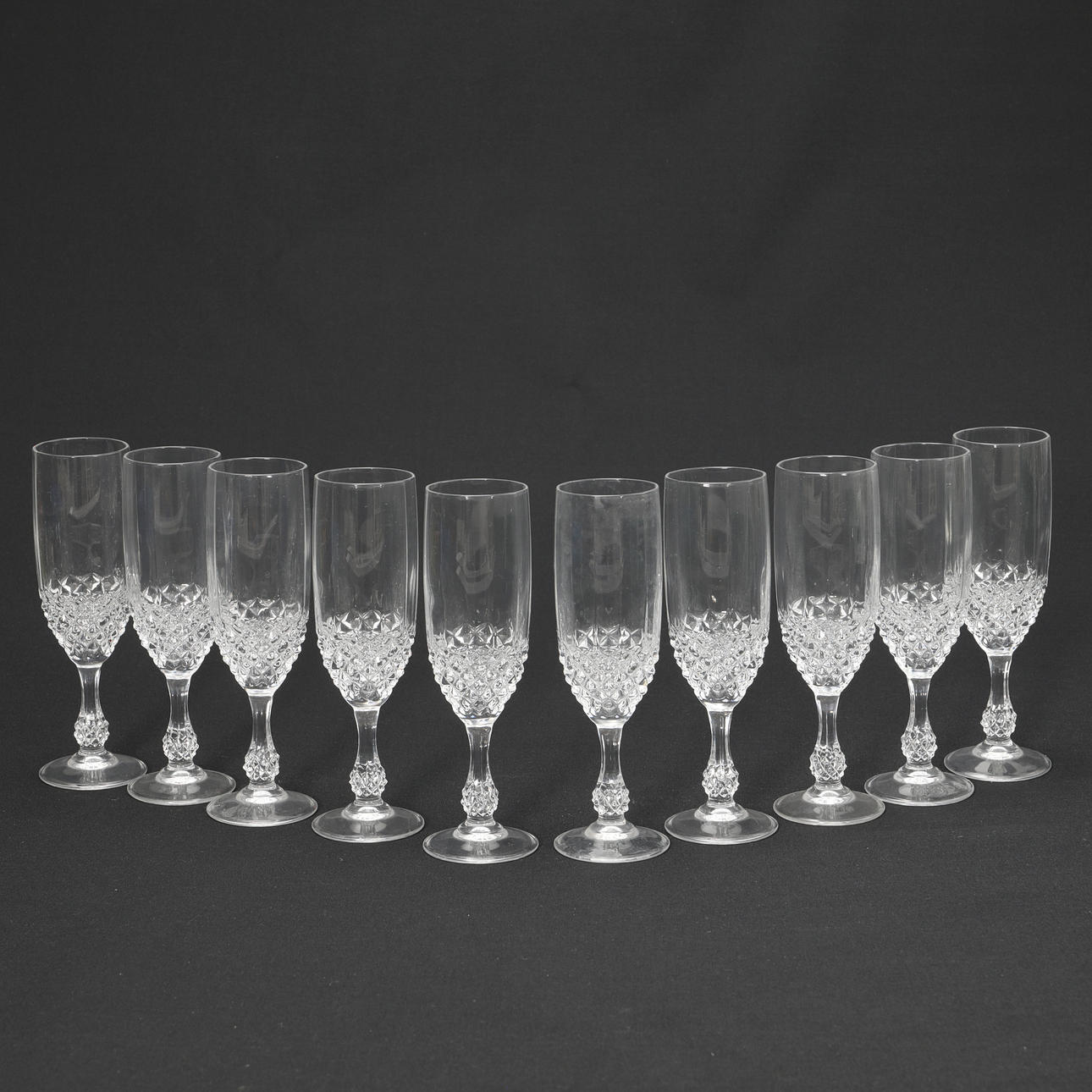 COPAS DE CHAMPÁN, 10 piezas, cristal.