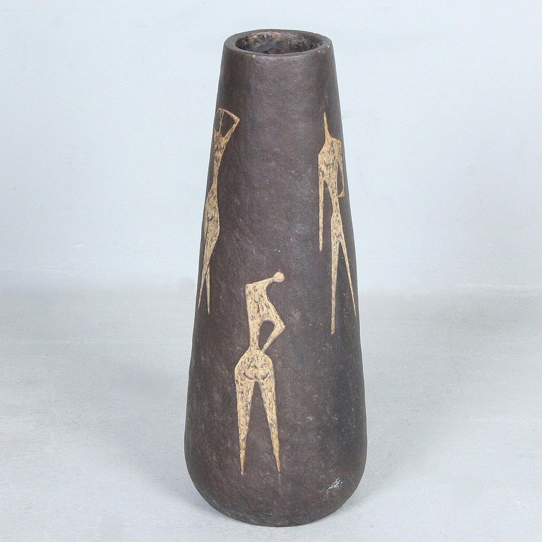 Große Künstlervase / Bodenvase der 1970er Jahre.