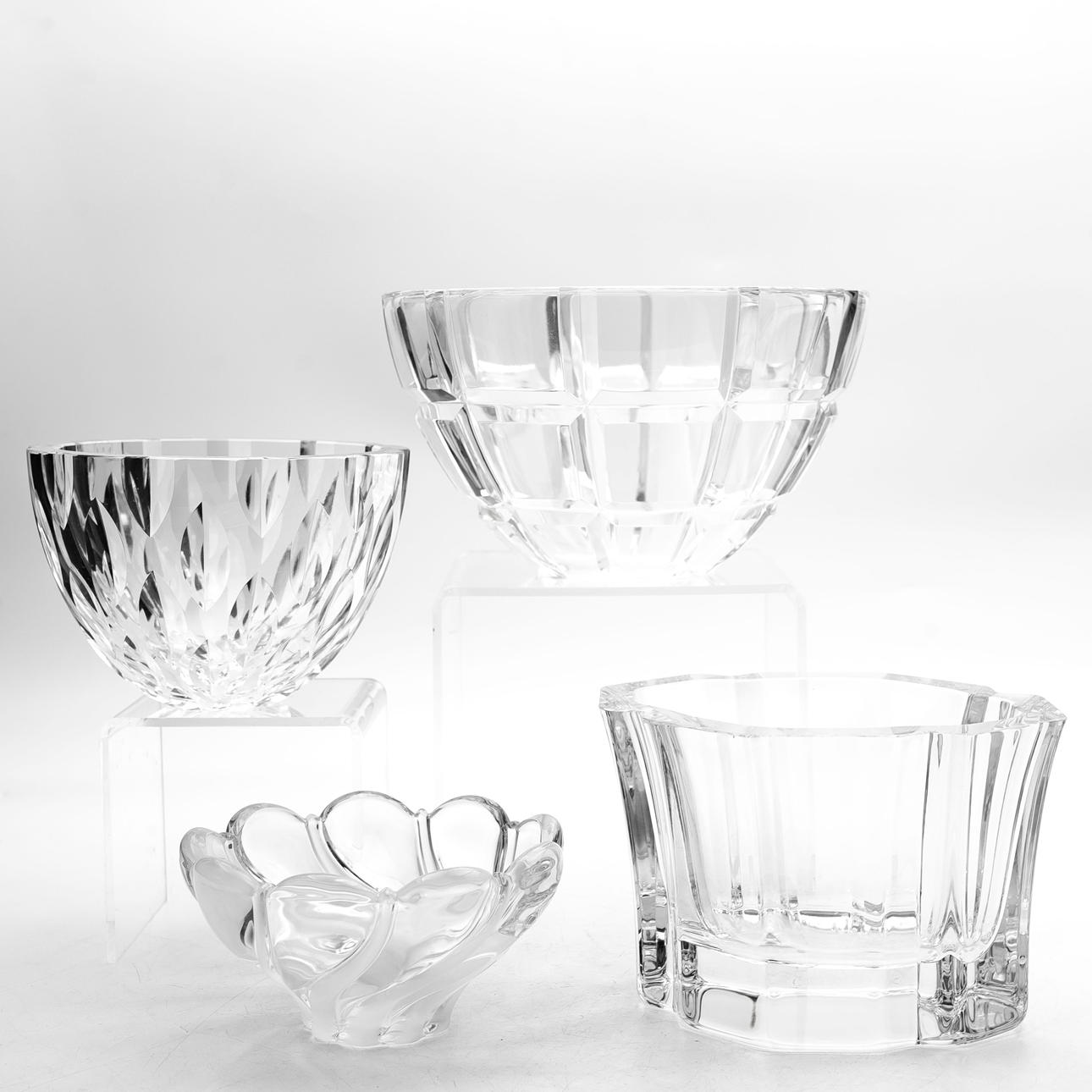 SAMLING KRISTALLSKÅLAR, 4st, 1900-tal.