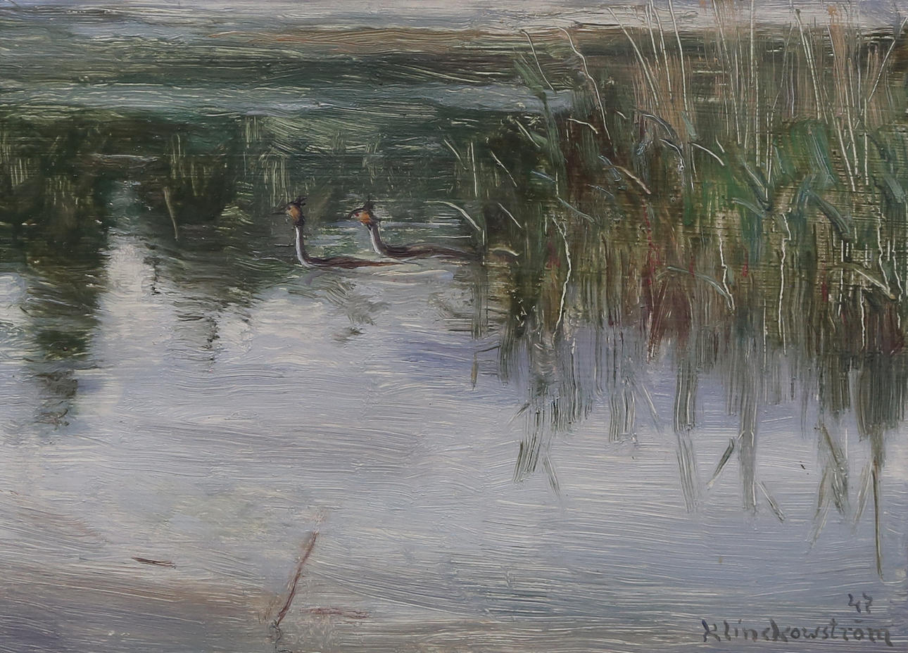 HARALD KLINCKOWSTRÖM. oil on panel, signed. and dated 47.