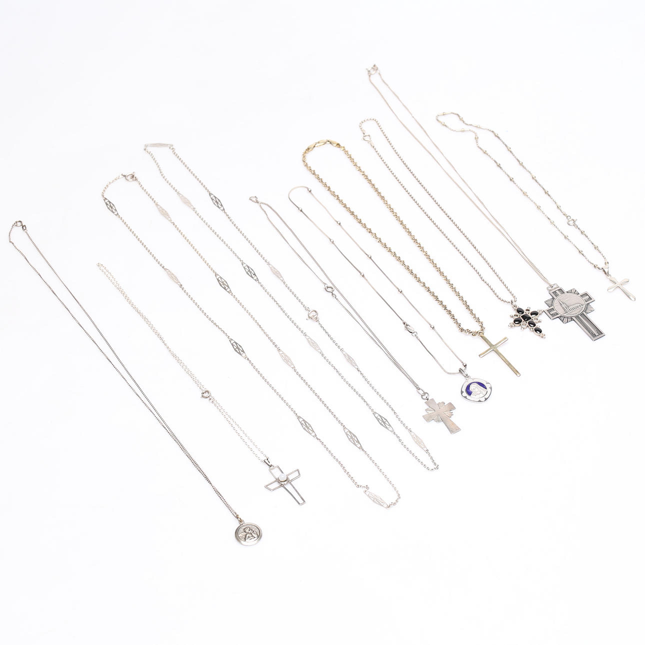 HALSKÆDER, sølv, med vedhæng, 10stk.