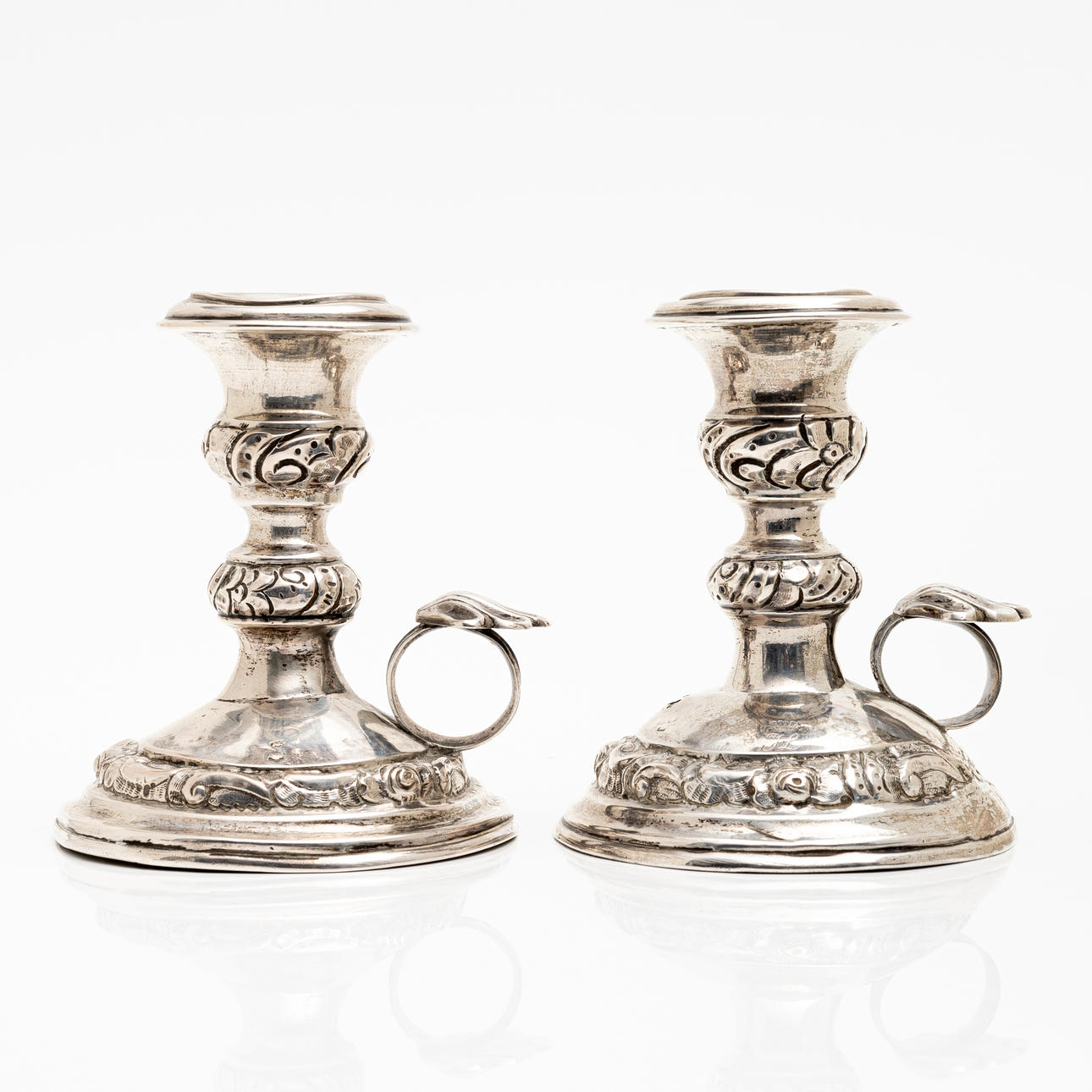 Evening candlesticks, silver, Sen-Empire, indistinct stamps.