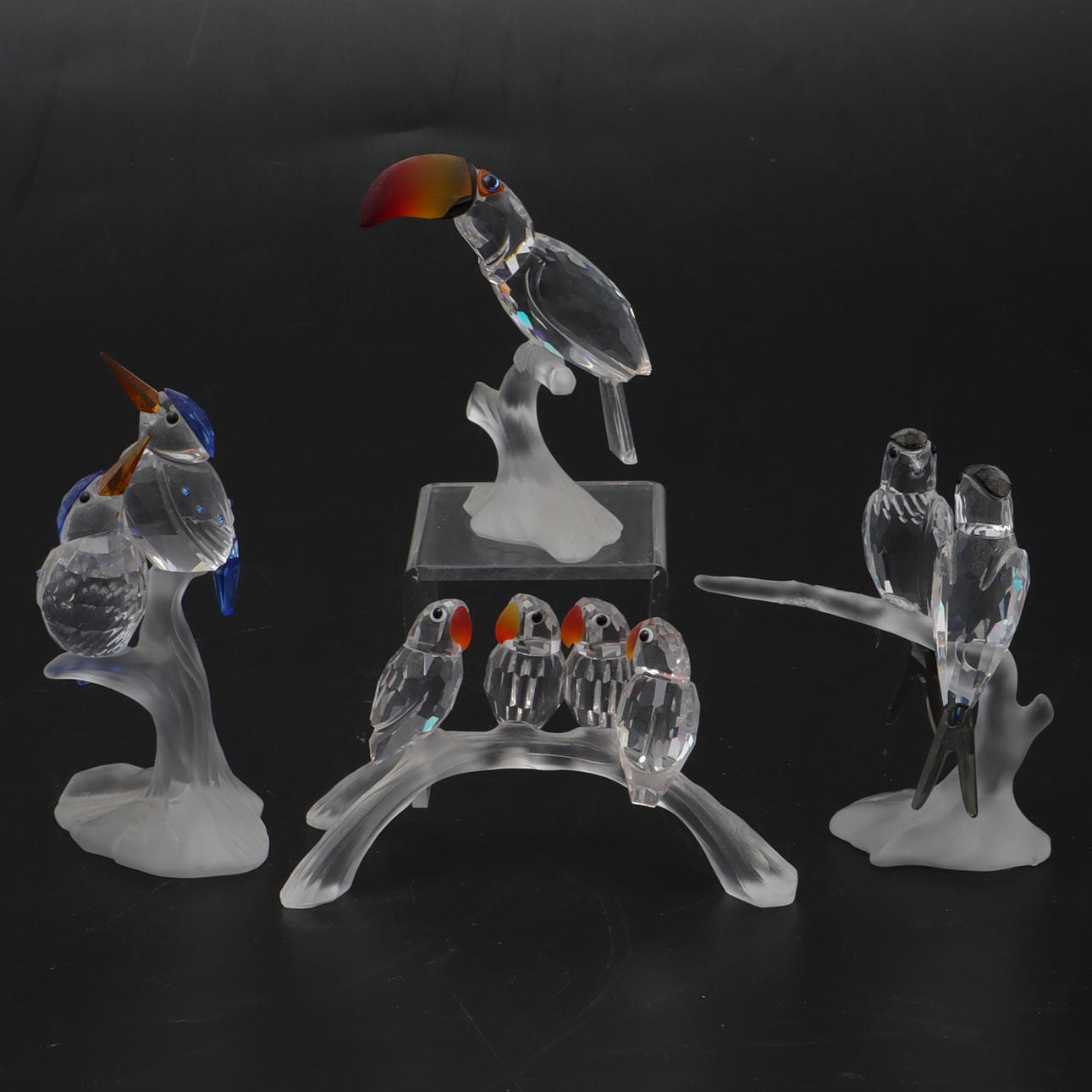 FIGUREN, 4 Stück, Vögel, Swarovski.
