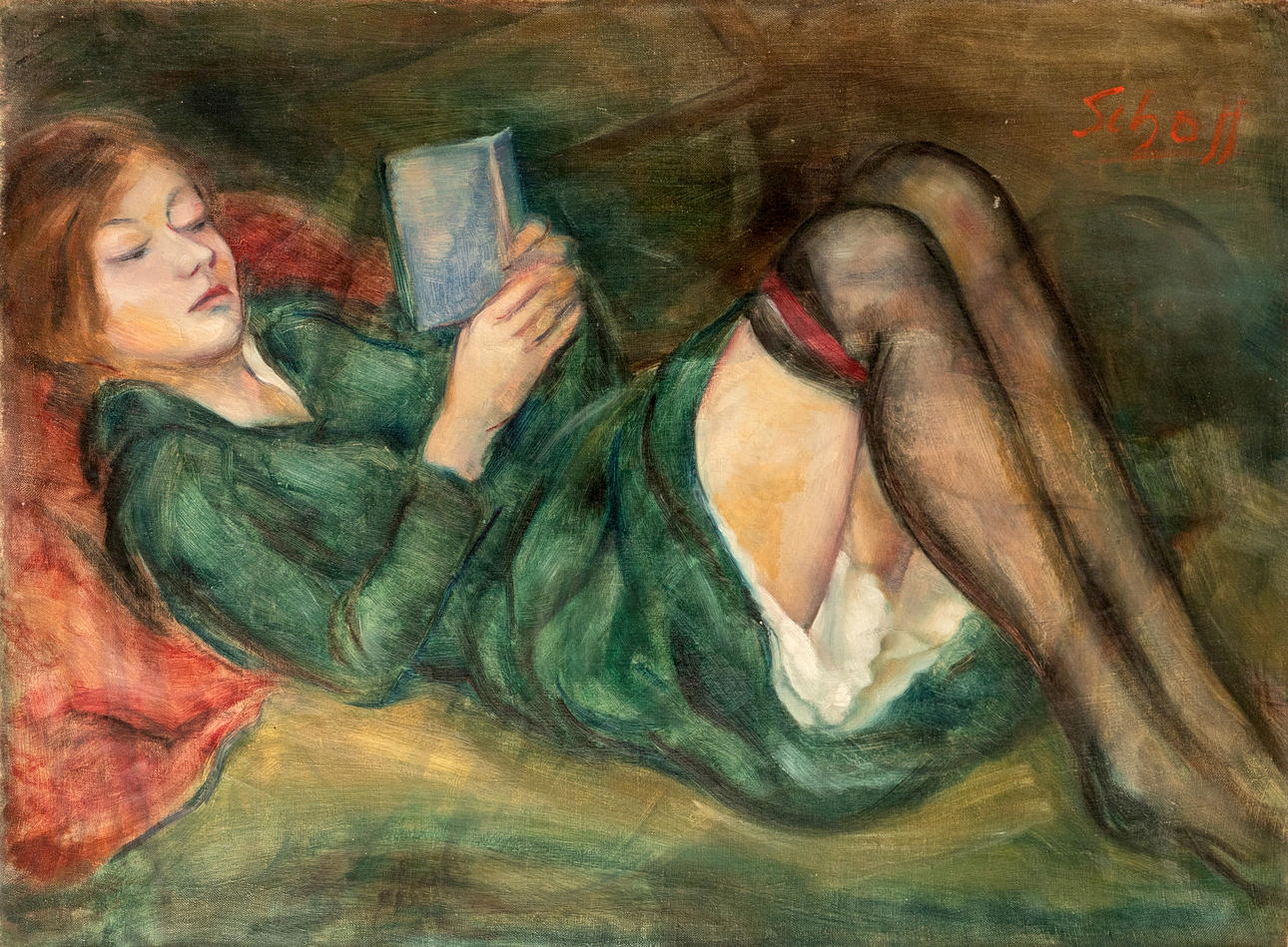 OTTO SCHOFF (1888-1938). Lesendes Mädchen.