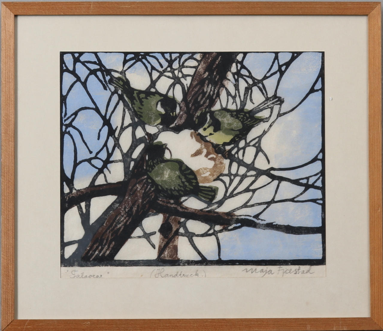 MAJA FJAESTAD. "Talgoxar", handtryck, signerad.