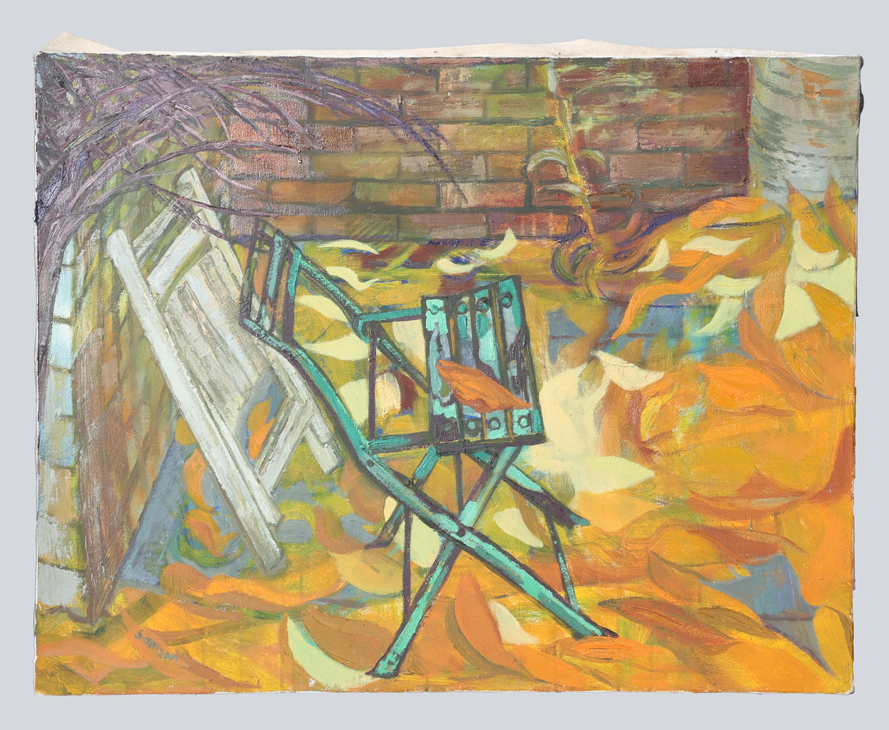 JANET SAMSON (BRITISH, BORN 1940) "ABSTRACT GARDEN SCENE".