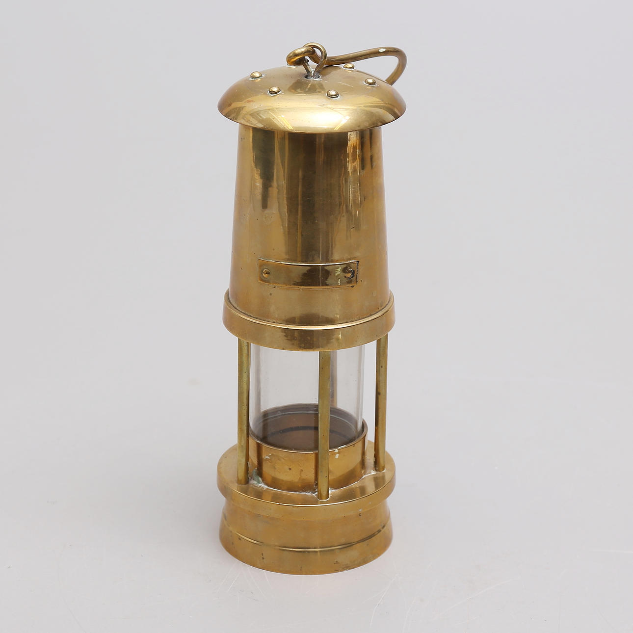 A brass mining lantern, 20th century.
